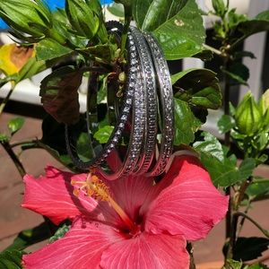 Antique silver tone bangle set